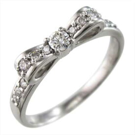 指輪 リボン ジュエリー レディース 4月誕生石 天然ダイヤモンド k18ゴールド 約0.28ct (ホワイト イエロー ピンク)