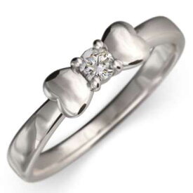 指輪 レディース リボン レディース 4月誕生石 天然ダイヤモンド ゴールドk18 約0.09ct (ホワイト イエロー ピンク)