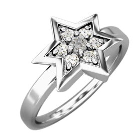 指輪・ダビデ・星・レディース・メンズ・4月誕生石・天然ダイヤモンド・プラチナ900・六芒星中サイズ