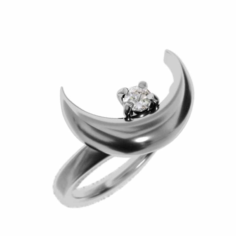 指輪 ムーン レディース メンズ 4月誕生石 天然ダイヤモンド Pt900