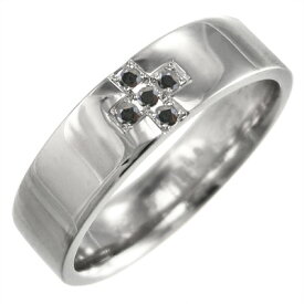 指輪 十字架 レディース メンズ 4月 ブラックダイヤモンド k10ゴールド (ホワイト イエロー ピンク) (ブラックダイヤモンド)