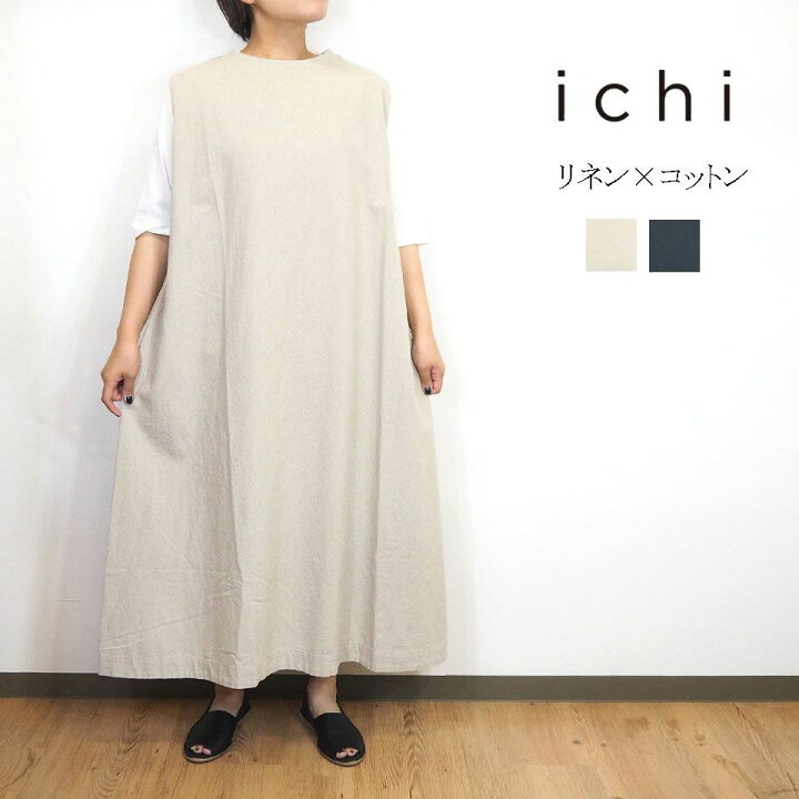 ichi 麻100%ノースリーブロングワンピ 楽天市場】ichi イチ リネン  