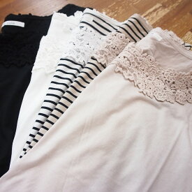 le colis ルコリ SZ天竺 襟 モチーフ レース コットン インナー タンクトップ レディース トップス 無地 ボーダー 30代 40代