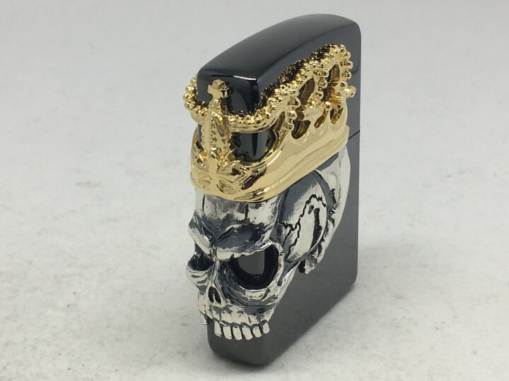 新品廃盤ZIPPO ジッポーBBZ-スカル3面立体ゴールドキング 