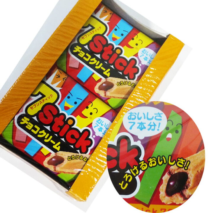 楽天市場】【駄菓子】セブンスティック/チョコクリーム 1袋７本入りｘ１２袋（やおきん） : 田舎の雑貨屋