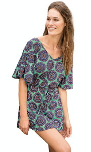 【均一SALE】agua doce アグアドーセ◆ブラジル ブラジリアン水着 ビーチウェア ドレス ワンピース カフタン 薄地 シア?素材 エキゾチック ダシキ柄 水着 スイムウェア エスニック柄 ad13454