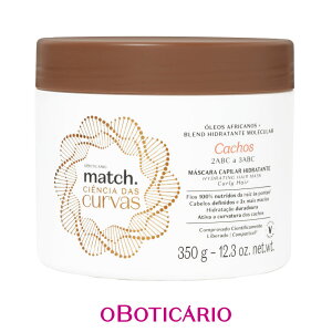 IE{`JI }b` wA}XN CURVAS-CACHOS J[OBOTICARIO MATCH MASCARA CAPILAR HIDRATANTE CACHOS CIENCIAS DAS CURVAS 350g