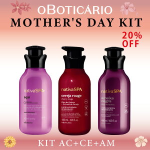 �I�E�{�`�J���I ��̓��L�b�g �A�T�C �`�F���[���[�W�� �u���b�N�u���� �i�`�[�o�X�p �{�f�B���[�V���� 3�{�Z�b�g��OBOTICARIO MOTHER'S DAY KIT AC�{CE�{AM NATIVA SPA ACAI��CEREJA ROUGE��AMEIXA NEGRA LOCAO3�{ 