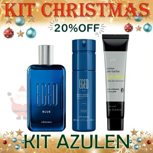 IE{`JI NX}XLbg AY GWFI u[ I[hg {fBXv[ At^[VF[uN[OBOTICARIO CHRISTMAS KIT AZULEN EGEO BLUE EDTDESODORANTE SPLAYMEN AZULEN CREME APOS BAR