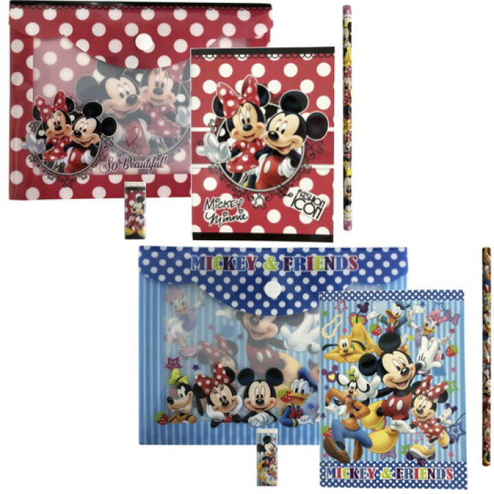 楽天市場 ディズニー Bigポーチ文具セット 文具セット 景品 粗品 ミッキー 鉛筆 定規 消しゴム 文房具 景品ストア 楽天市場店