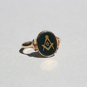 BRITISH VINTAGE 1920s CYBs CHESTER HM BLOODSTONE MASONIC INTAGLIO 9CT/9K GOLD SIGNET RING JP19 me01 ri04