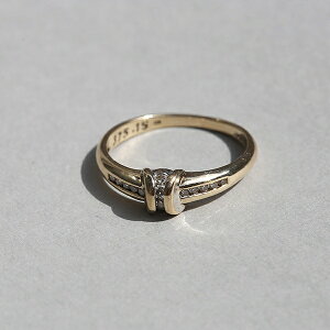 BRITISH MJ LONDON HALLMARKED 9CT/9K GOLD RING WITH 14 SINGLE CUT DIAMONDS - JP15 me01 ri04