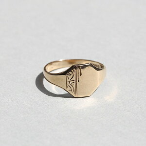 BRITISH VINTAGE 1980s BIRMINGHAM HALLMARKED OCTAGON-SHAPE 9CT/9K GOLD SIGNET RING JP24 me01 ri04