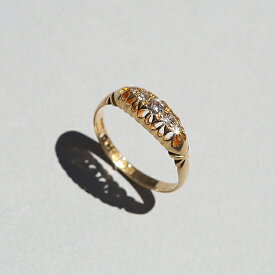 BRITISH 1900s H&S BIRMINGHAM HALLMARKED 5 DIAMOND 18CT/18K GOLD RING JP16 ri04