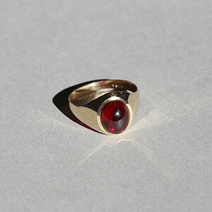 BRITISH VINTAGE 1972 LONDON HALLMARKED GARNET CABOCHON 9CT / 9K GOLD RING JP16 me01 ri04