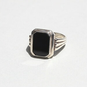 GERMAN ART DECO OCTAGONAL BLACK ONYX SILVER 835 SIGNET RING JP21 me01 ri04