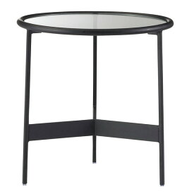 ラウンドガラステーブル S 直径38 高さ38.5 ガラス製 アイアン ブラック 黒 円形 丸形 丸い おしゃれ モダン サイドテーブル リビングテーブル 完成品