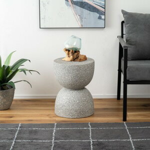 サイドテーブル テラゾー柄 ストーン調 グレー 高さ46cm コンパクト シンプル モダン オブジェ 石 砂時計型