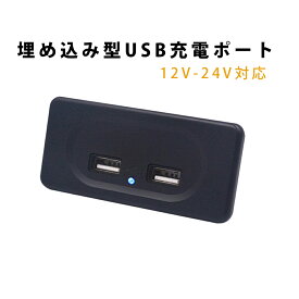 USBポート 12V-24V用 3.1A 2口USB 増設 埋め込み型 充電ソケット キャンピングカー トレーラー トラック (ブラック)