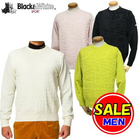 【最終セール】ブラック＆ホワイト / ブラック アンド ホワイト（秋冬モデル！)クルーネックセーター（メンズ）ゴルフウェア/