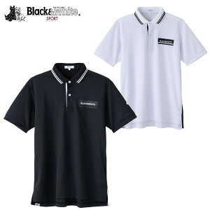 【父の日ラッピング無料】ブラック＆ホワイト【White Line】ブラック アンド ホワイト（2022春夏新作）半袖シャツ/レタードシャツ（メンズ）/遮熱、UPF30-50＋、吸汗速乾（メンズ）ゴルフウェア