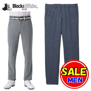 【最終セール!!】ブラック&ホワイト / ブラック アンド ホワイト 秋冬モデル!ミニ千鳥ウールポンチ(メンズ)ゴルフウェア