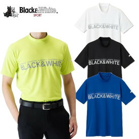 【50％OFF！セール】ブラック＆ホワイトブラック アンド ホワイト（春夏モデル！）パネルモックネックシャツ（メンズ）ゴルフウェア