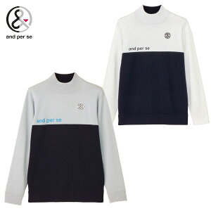 アンパスィ/and per se(2025秋冬新作!)ウインドシャッター袖防風ハイネックセーター(メンズ)アンパスィ / ゴルフウェア /アンパシーおしゃれ シンプル セーター長袖/amf2315a3