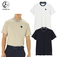 【40％OFF！セール】アンパスィ and per se (春夏モデル！）ジャカードスムース半袖モックネックシャツ（…