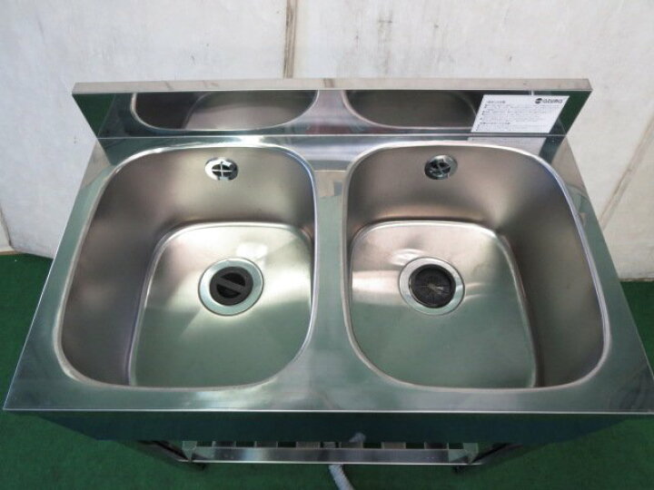 楽天市場】※使用少々 azuma 2槽シンク バックガードあり(0917EH)7CY-13 