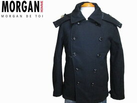 【スーパーDEAL 商品】モルガンオム MORGAN HOMME ライナー付き ウールピーコート メンズ ブラック 冬物 防寒 防風 耐寒 保温