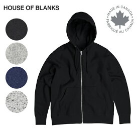 【期間限定 10% OFF SALE!!】【06/04 20:00～06/11 01:59まで】House Of Blanks ハウスオブブランクス フルジップ スウェット パーカー 無地 カナダ製 "Classic Hooded Zip Sweatshirt" MADE IN CANADA トレーナー 長袖 プレーン シンプル 厚手 トレーナー メンズ 男性