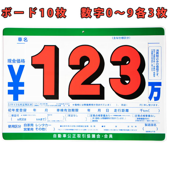 楽天市場】プライスボード プライスセット 価格表 P21 板10枚 数字 