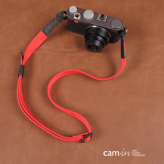 カメラストラップ コットン レッド 無地  cam-in カムイン CAM1443 丸穴型 ネックストラップ ショルダーストラップ 斜めがけ 肩掛け 首かけ