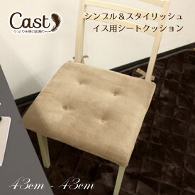 【本日限りP5倍】 クッション シートクッション ひも付き 北欧 約43×43cm Cast ベージュ 洗える スクエアクッション 座布団 椅子用 イス用 車 ひも付き 無地 おしゃれ かわいい 可愛い 四角 フロア ソファーにも 腰痛対策にも キャスト 新 ok01