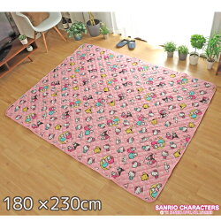 【最大200円offクーポン配布中】ラグラグマット洗える3畳約180×230cmサンリオカーペットキルトラグマルチカバーワッフル生地ピンクオールシーズン子供部屋かわいいホットカーペット対応キティキキララポムポムプリンマイメロディSSCHKT-12H