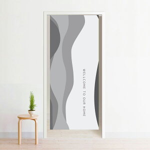 のれん 暖簾 洗える 目隠し 間仕切り タペストリー オリジナルプリント 転写 約85×200cm 200丈 ミラーレース NOR-C053 横ウェーブグレー