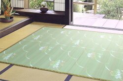 爽やかに足もとを彩るい草風上敷きPPカーペット日本製五八間6帖264cm×352cmサザンカ