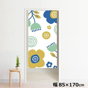 のれん 暖簾 洗える 目隠し 間仕切り タペストリー オリジナルプリント 転写 約85×170cm 170丈 ミラーレース NOR-B062 パステルフラワーブルー