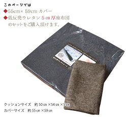 座布団座布団カバー&中身セットリーネ座布団カバー+5cm厚低反発ウレタン座布団セット選べる4色約55cm×59cm麻混風オリジナルファブリックさらっと手触り