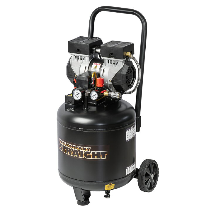 楽天市場】エアーコンプレッサー 100V 1馬力 38L 静音オイルレス 縦型 