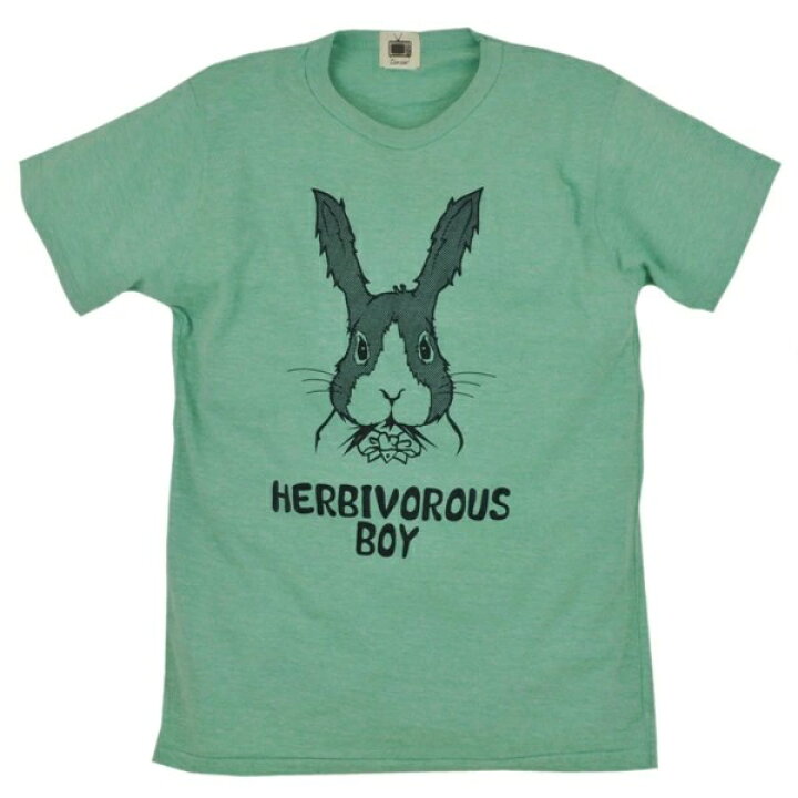 楽天市場 草食 男子 うさぎ Tシャツ 柔らかい 生地感 可愛い 兎 半袖 工房壱 楽天市場店
