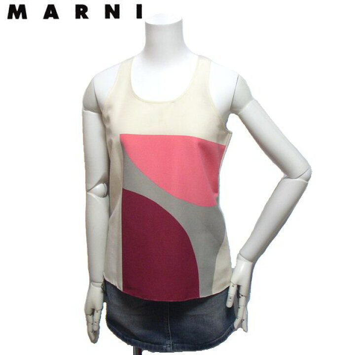 楽天市場】MARNI マルニ シルク×コットン 幾何学柄ノースリーブ 38  