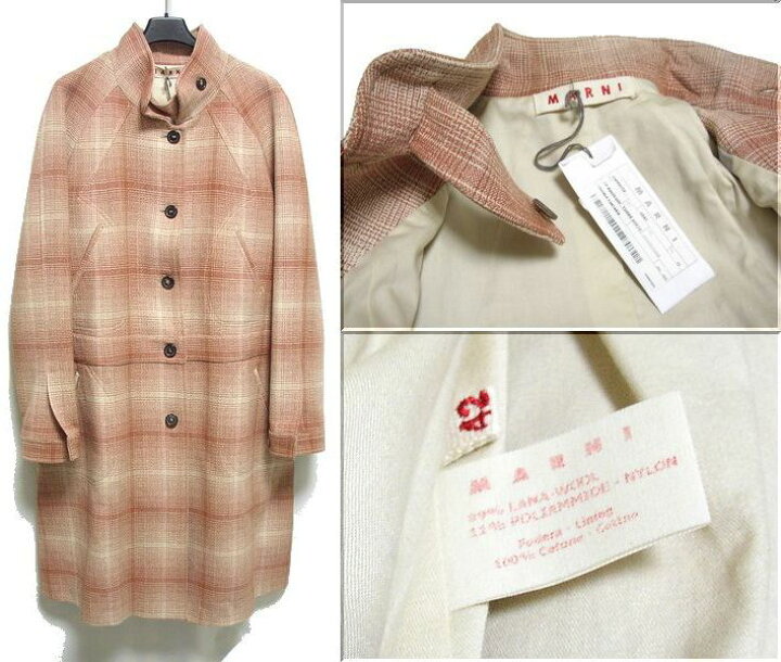 楽天市場】MARNI マルニ ロング丈 ウールコート 42サイズ チェック柄 