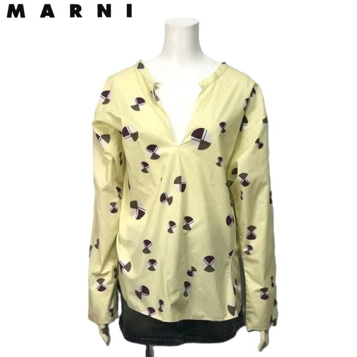 MARNI 幾何学模様 長袖ジップシャツ