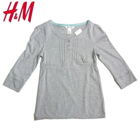 H&M YOUNG エイチアンドエム 七分袖 ヘンリーネック カットソー グレー ヤングライン 【新品】ブランド 春夏 キッズ 9-10歳 11-12歳