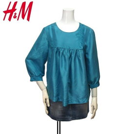 H&M エイチアンドエム シルク プリーツ カットソー エメラルドブルー 38サイズ 【新品】SALE レディース 春夏 Sサイズ Mサイズ