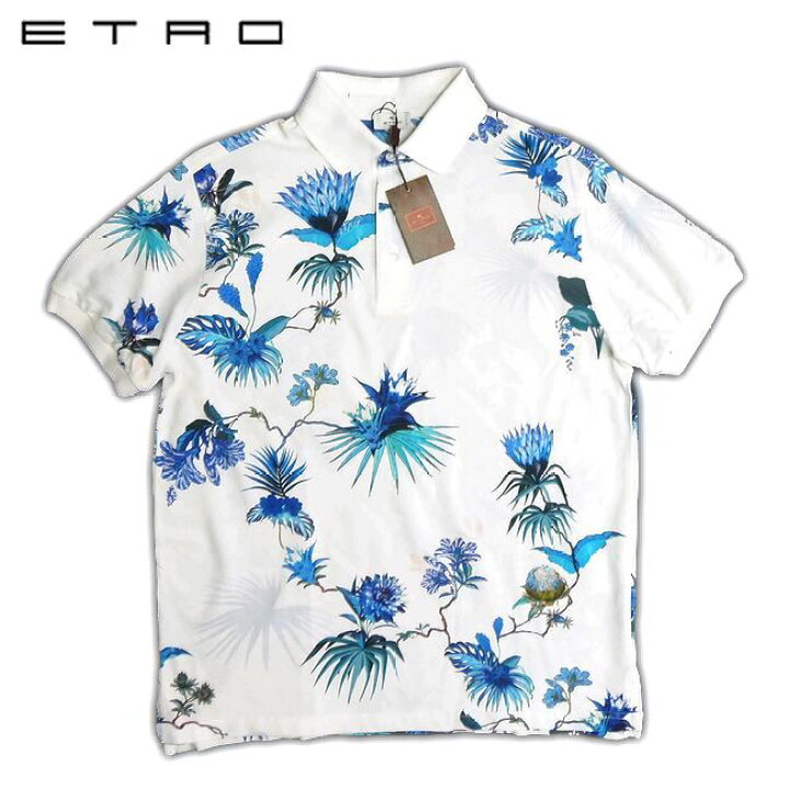 楽天市場】ETRO エトロ ブルーフラワー ポロシャツ ホワイト Mサイズ 