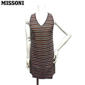 MISSONI ミッソーニ おとな可愛い ジグザグボーダー柄 ノースリーブ ワンピース オレンジ系 42サイズ 【新品】【YDKG-tk】レディース 春夏 ブランド Mサイズ Lサイズ