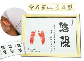 命名書de手形・足形【A4額付き】 赤ちゃん手形足型　お七夜・ご出生記念手形足形（インクは付いておりません）